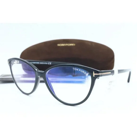 New Authentic Tom Ford TF 5545 001 Black Cat Eye Eyeglasses Clear Lenses 53mm - Picture 1 of 5
